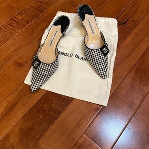 Manolo Blahnik Houndstooth Heels in Black and White